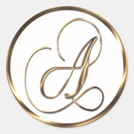 Pegatina Redonda Monograma A Faux Bronze