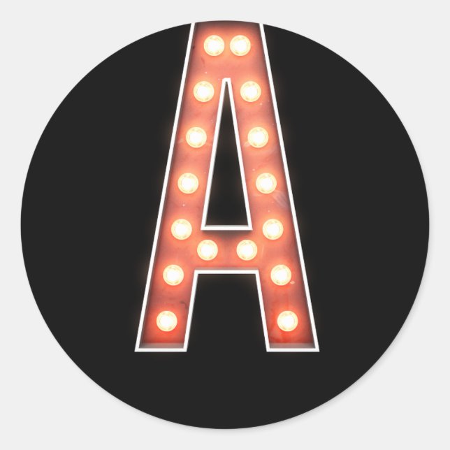 Pegatina Redonda Monograma A Luces De Marquesina (Anverso)