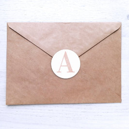 Pegatina Redonda Monograma A Purpurina de oro de Girly Pale Rosa