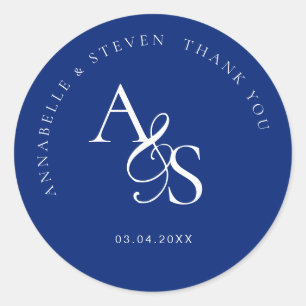 Pegatina Redonda Monograma, Agradecimiento de Boda