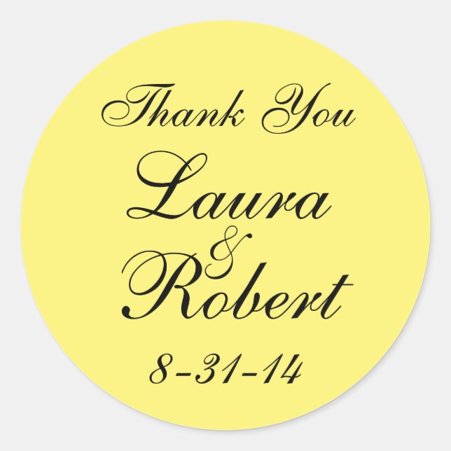 Pegatina Redonda Monograma amarillo simple (Anverso)