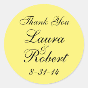 Pegatina Redonda Monograma amarillo simple