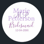 Pegatina Redonda Monograma añadir nombre carta boda de dama de hono<br><div class="desc">diseño hermoso</div>