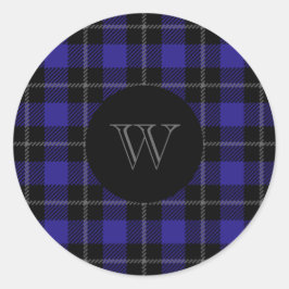 Pegatina Redonda Monograma azul negro