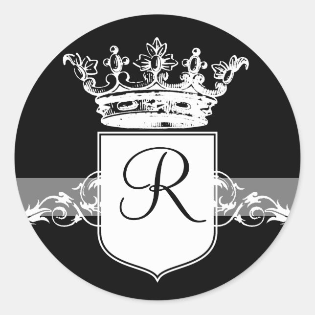 Pegatina Redonda Monograma blanco (Anverso)