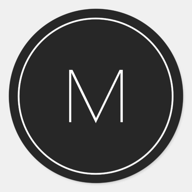 Pegatina Redonda Monograma blanco minimalista simple (Anverso)