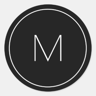 Pegatina Redonda Monograma blanco minimalista simple