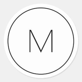 Pegatina Redonda Monograma blanco minimalista simple letra simple