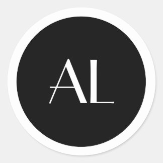 Pegatina Redonda Monograma blanco minimalista simple moderno