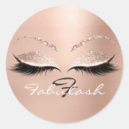 Pegatina Redonda Monograma blanco Purpurina Ojos rosas Lágrimas bla