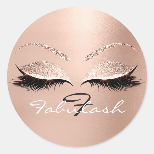 Pegatina Redonda Monograma blanco Purpurina Ojos rosas Lágrimas bla (Anverso)