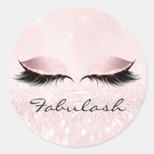 Pegatina Redonda Monograma blanco Purpurina Pink 16th Lash Princes