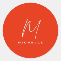 Monograma blanco rojo elegante caligrafía su nombr