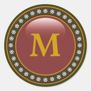Pegatina Redonda Monograma Bling