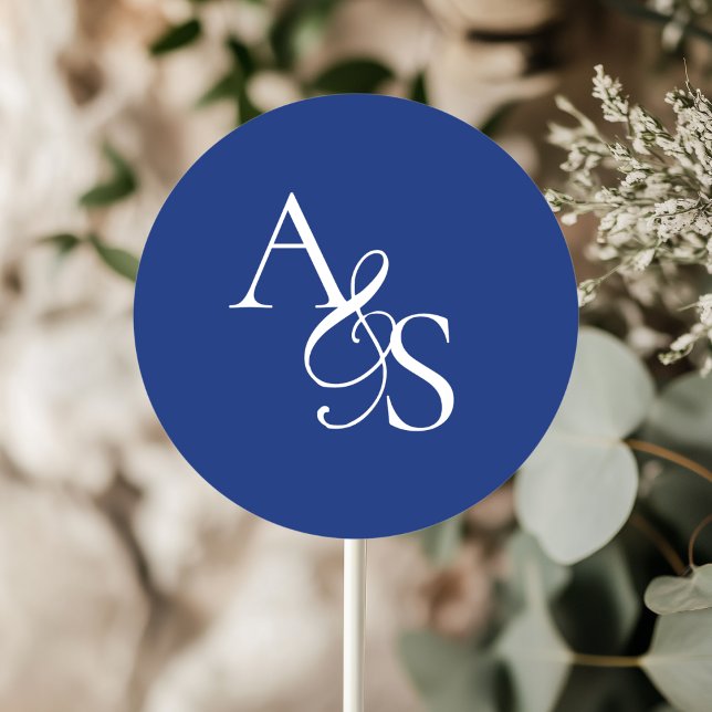 Pegatina Redonda Monograma, Boda (Personalized, Elegant, Classic, Monogram, Wedding Sticker.)