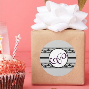 Pegatina Redonda Monograma Boda Borders Mint