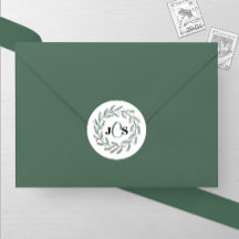 Monograma Boda de Wreath Evergreen