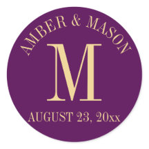 Monograma Boda morado y dorado