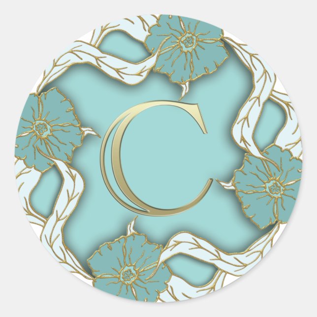 Pegatina Redonda monograma c alfabeto (Anverso)