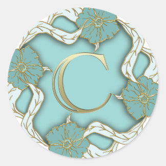 Pegatina Redonda monograma c alfabeto