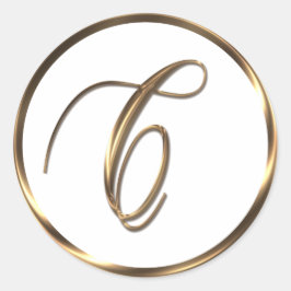 Pegatina Redonda Monograma C Faux Bronze