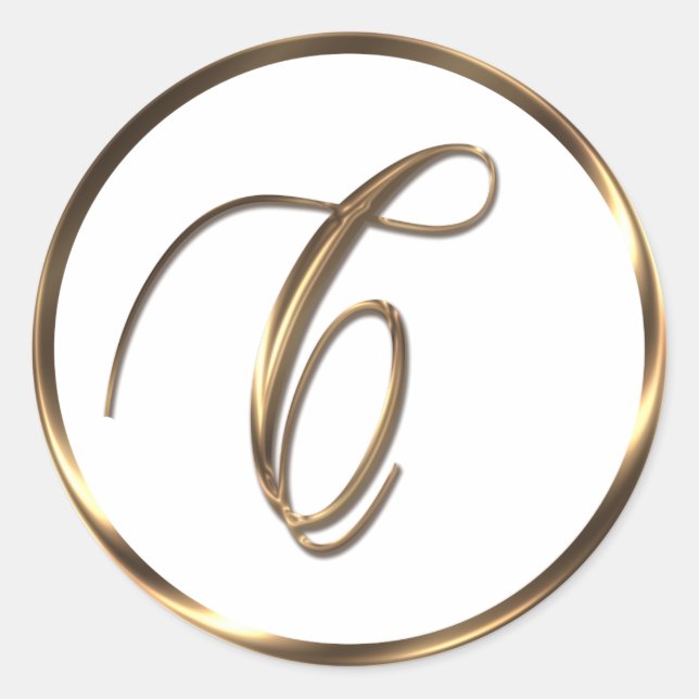 Pegatina Redonda Monograma C Faux Bronze (Anverso)