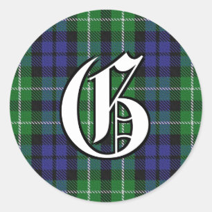 Pegatina Redonda Monograma Clan Graham Tartan