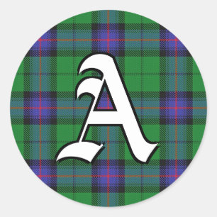 Pegatina Redonda Monograma Clásico Armstrong Tartan