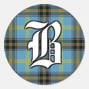 Pegatina Redonda Monograma clásico Bell Tartan