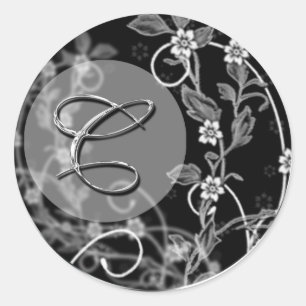 Pegatina Redonda Monograma clásico Boda