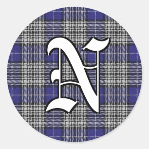 Pegatina Redonda Monograma clásico de Clan Napier Tartan