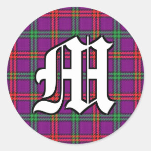Pegatina Redonda Monograma clásico de Montgomery Tartan