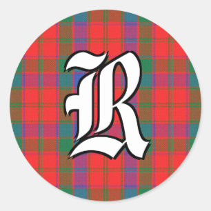 Pegatina Redonda Monograma clásico de Robertson Tartan