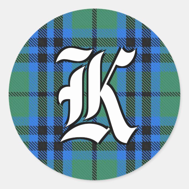 Pegatina Redonda Monograma clásico Keith Tartan (Anverso)