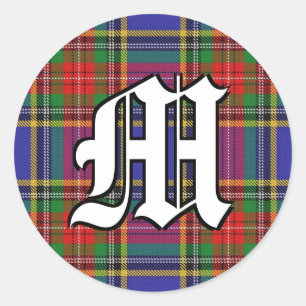 Pegatina Redonda Monograma clásico MacBeth Tartan