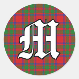 Pegatina Redonda Monograma clásico MacKintosh Tartan