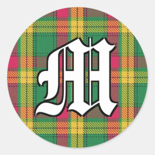 Pegatina Redonda Monograma clásico MacMillan Tartan