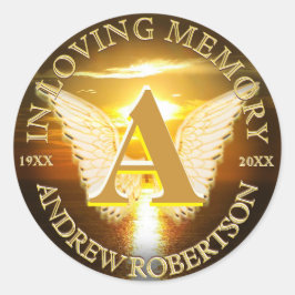 Pegatina Redonda Monograma conmemorativo del océano atardecer