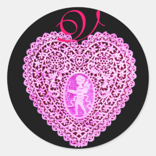 PEGATINA REDONDA MONOGRAMA CUPID LACE HEART