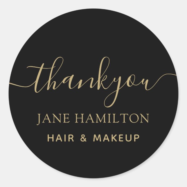 Pegatina Redonda Monograma de acción de gracias Oro negro (Anverso)