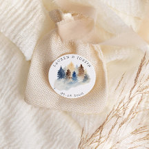 Monograma de árboles de acuarela de montaña rústic