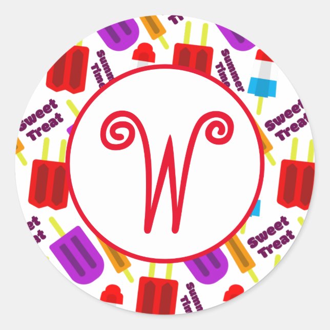 Pegatina Redonda Monograma de barra de jugo congelado en verano (Anverso)