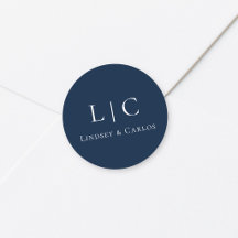 Monograma de boda elegante azul marino