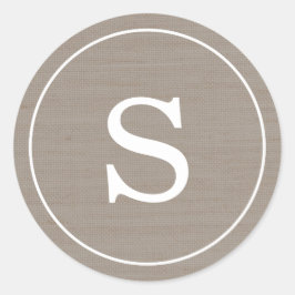 Pegatina Redonda Monograma de Burlap