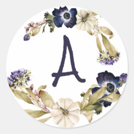 Pegatina Redonda Monograma de caída personalizado