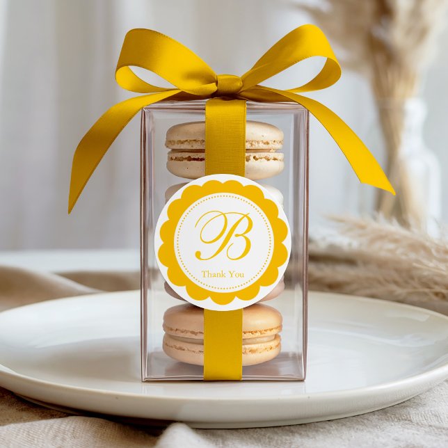 Pegatina Redonda Monograma de Círculo de Vieira Blanco Amarillo Gra (Subido por el creador)