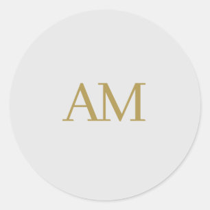 Pegatina Redonda Monograma de color dorado Iniciales caligrafía Pro