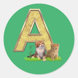 Pegatina Redonda Monograma de Cumpleaños Capital -letra A