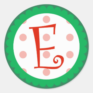 Pegatina Redonda Monograma de E (navidad caprichoso)