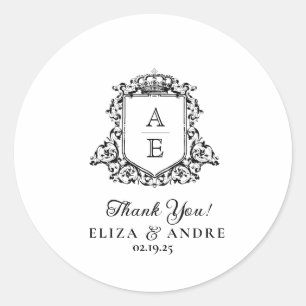 Pegatina Redonda Monograma de Emblem Real Escudo